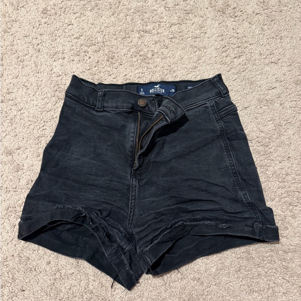 Hollister High-Waist Black Denim Cutoff Shorts